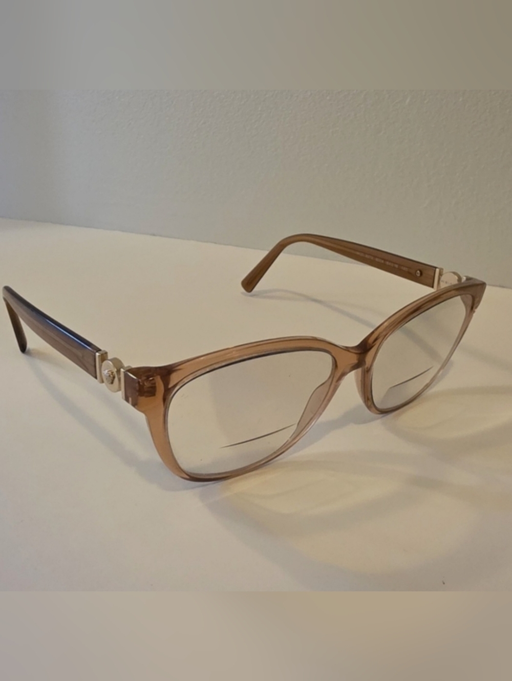 Authentic Versace VE3273 5304 Cat-Eye Eyeglass Frames Transparent Brown Medusa